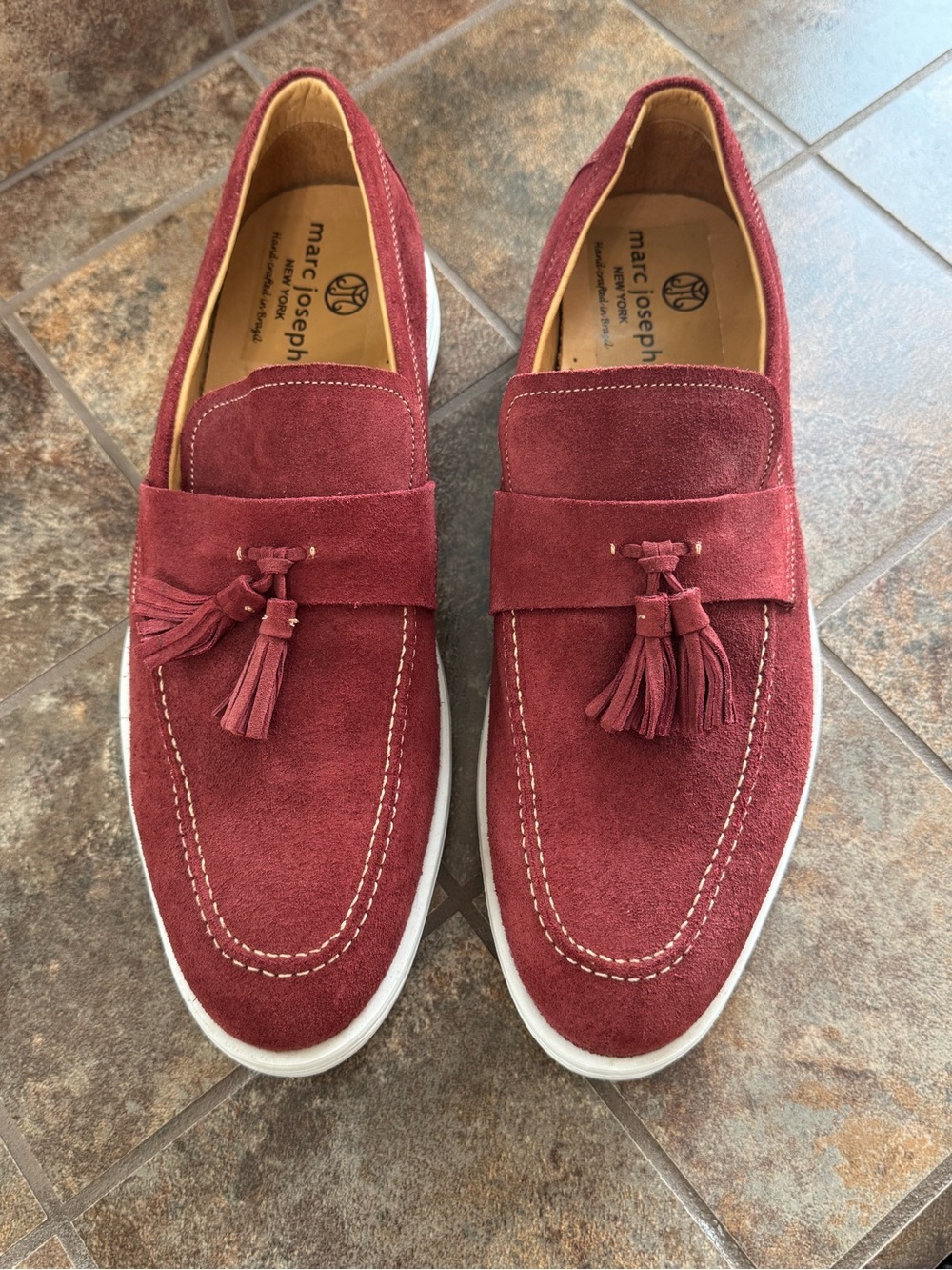 New Marc Joseph New York Men’s Suede Tassel Loafers Red Size 11.5
